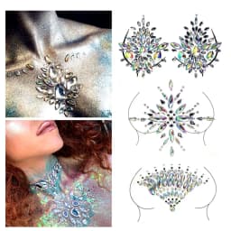 Women's Temporary Tattoos Fake Tattoo Stickers Chest Jewels Crystal Diamond Acrylic Rhinestone DIY Face Stickers Face Decoration