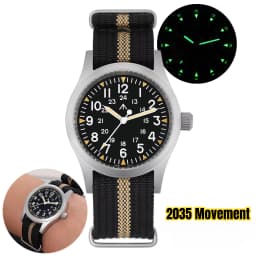 Militado ML05B Vintage Watch Miyota 2035 Movement Domed Sapphire Crystal With High Clear AR Coating Luminous 38mm Watches