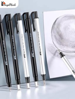 AngelMark Eraser Retractable Automatic Pencil Rubber High Precision Pencil Eraser Correction Tools School Office Stationery