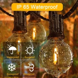 G40 LED Globe String Lights Outdoor EU Plug, IP65 Plastic Bulbs, Balcony Garland Fairy Lamps for Wedding Christmas Party Decor