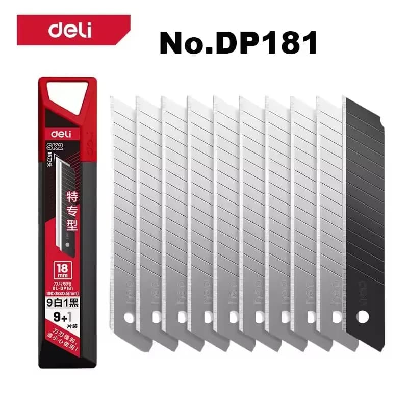 Deli 10/50/100pcs Knife Blade 18mm SK4 Metal Blades for Home School Supplies Art Craft Paper Box Cutting Utility Knife Tool