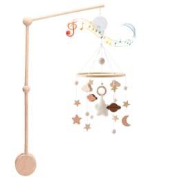 Let's Make Baby Rattle Toy 0-12 Months Wooden Mobile Newborn Music Box Bed Bell Hanging Toys Holder Bracket Infant Crib Toy Gift