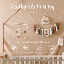 Let's Make Baby Rattle Toy 0-12 Months Wooden Mobile Newborn Music Box Bed Bell Hanging Toys Holder Bracket Infant Crib Toy Gift