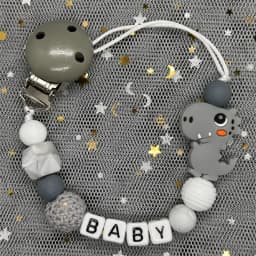 Hot Sale Custom Personalized Name Handmade Pacifier Clip Holder Silicone Dinosaur Pacifier Chain Baby Teether Teether Chain Gift