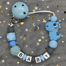 Hot Sale Custom Personalized Name Handmade Pacifier Clip Holder Silicone Dinosaur Pacifier Chain Baby Teether Teether Chain Gift
