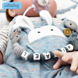 Hot Sale Custom Personalized Name Handmade Pacifier Clip Holder Silicone Dinosaur Pacifier Chain Baby Teether Teether Chain Gift