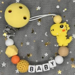 Hot Sale Custom Personalized Name Handmade Pacifier Clip Holder Silicone Dinosaur Pacifier Chain Baby Teether Teether Chain Gift