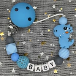 Hot Sale Custom Personalized Name Handmade Pacifier Clip Holder Silicone Dinosaur Pacifier Chain Baby Teether Teether Chain Gift