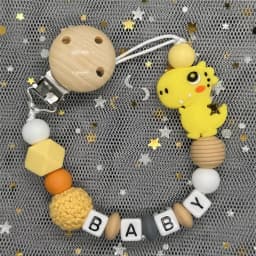 Hot Sale Custom Personalized Name Handmade Pacifier Clip Holder Silicone Dinosaur Pacifier Chain Baby Teether Teether Chain Gift