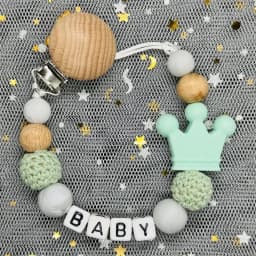 Hot Sale Custom Personalized Name Handmade Pacifier Clip Holder Silicone Dinosaur Pacifier Chain Baby Teether Teether Chain Gift