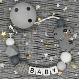 Hot Sale Custom Personalized Name Handmade Pacifier Clip Holder Silicone Dinosaur Pacifier Chain Baby Teether Teether Chain Gift