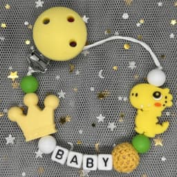 Hot Sale Custom Personalized Name Handmade Pacifier Clip Holder Silicone Dinosaur Pacifier Chain Baby Teether Teether Chain Gift