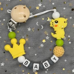 Hot Sale Custom Personalized Name Handmade Pacifier Clip Holder Silicone Dinosaur Pacifier Chain Baby Teether Teether Chain Gift