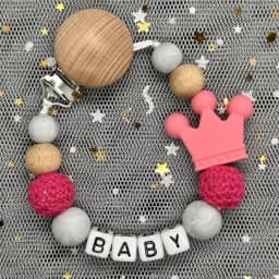 Hot Sale Custom Personalized Name Handmade Pacifier Clip Holder Silicone Dinosaur Pacifier Chain Baby Teether Teether Chain Gift