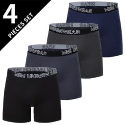 4/7 Piece Set Of Four Season Men's Solid Color Long Casual Underwear Fashionable Sports Base Shorts Plus Size Flat Corner Pants