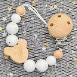Custom Name Wood Personalized Baby Pacifier Chain Clip Silicone Bead Dummy Nipple Holder With Name Teether Pendant Newborn Gift