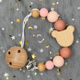 Custom Name Wood Personalized Baby Pacifier Chain Clip Silicone Bead Dummy Nipple Holder With Name Teether Pendant Newborn Gift