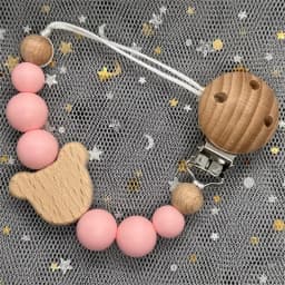 Custom Name Wood Personalized Baby Pacifier Chain Clip Silicone Bead Dummy Nipple Holder With Name Teether Pendant Newborn Gift