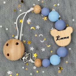 Custom Name Wood Personalized Baby Pacifier Chain Clip Silicone Bead Dummy Nipple Holder With Name Teether Pendant Newborn Gift