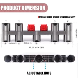 Nine-hole Accessory Holder For Dyson V7 V8 V10 V11 V15, Vacuum Parts Holder Can Connect Charger Hanger, With Expansion Screws