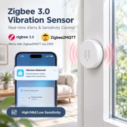 Smart Zigbee Vibration Sensor Door Window Drawer Safe Detection Real-Time Drop Motion Shock Alarm for Work With Zigbee2MQTT