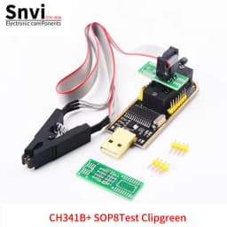 CH341B USB EEPROM Flash BIOS Programmer Module with SOIC8 SOP8 Test Clip, SPI Flash Reader Writer for 24CXX 25CXX 93CXX Chips