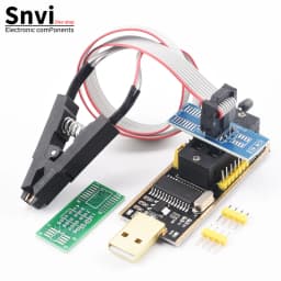 CH341B USB EEPROM Flash BIOS Programmer Module with SOIC8 SOP8 Test Clip, SPI Flash Reader Writer for 24CXX 25CXX 93CXX Chips