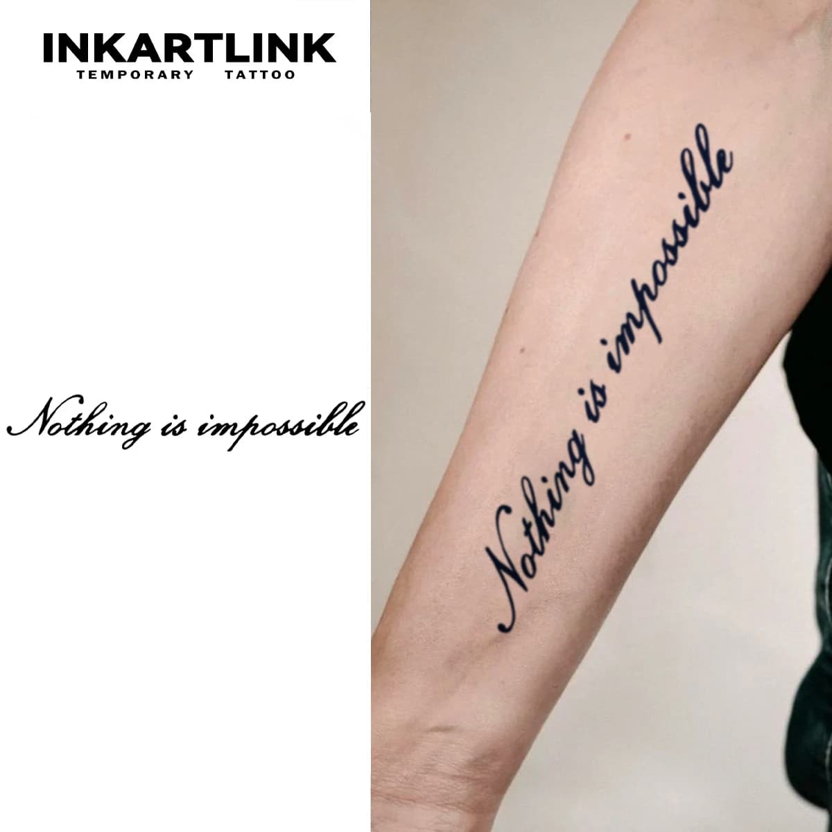 Nothing Is Impossible Temporary Tattoo,Lasts To 15 Days New Technology Magic Waterproof Semi Permanent Sticker