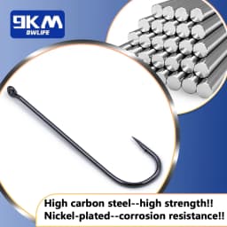 9KM Aberdeen Hooks Long Shank Fishing Hooks for Live Bait Lightweight Wire Worm Hook for Crappie Panfish Freshwater Fishing