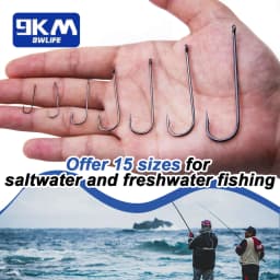 9KM Aberdeen Hooks Long Shank Fishing Hooks for Live Bait Lightweight Wire Worm Hook for Crappie Panfish Freshwater Fishing
