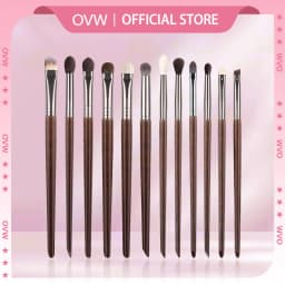 OVW 12pcs Eye Shadow Nature Hair Eyeliner Eyebrow Lip Cosmetic Beauty Makeup Brushes Tools