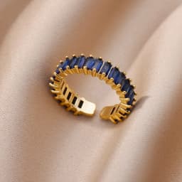 Gold Color Cubic Zircon Rings For Women Open Stainless Steel Green Luxury Crystal Finger Ring Boho Jewelry Wedding Party Gift