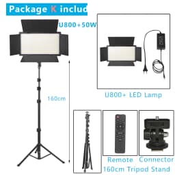 Nagnahz U800+ LED Video Light Photo Studio Lamp Bi-Color 2500K-8500k Dimmable with Tripod Stand Remote for Video Recording Para