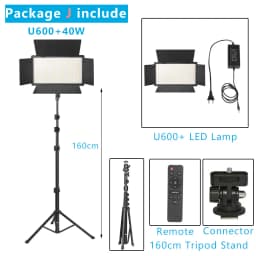 Nagnahz U800+ LED Video Light Photo Studio Lamp Bi-Color 2500K-8500k Dimmable with Tripod Stand Remote for Video Recording Para