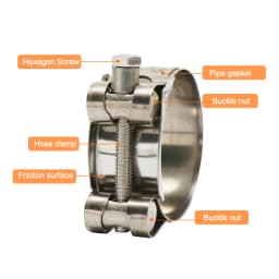 ZSDTRP 28 35 39 43 47 51 55 59 63mm Motorcycle Stainless Steel For Band Exhaust Clamp Kit Fit Motorcycle Muffler Silencer