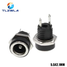 10PCS DC-022B 3A 12v for DC Power Supply Jack Socket Female Panel Mount Connector 5.5 mm x 2.1mm 5.5 mm x 2.5mm DC022B Connector