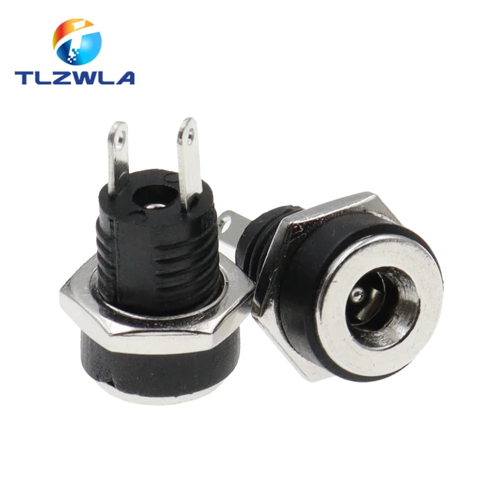 10PCS DC-022B 3A 12v for DC Power Supply Jack Socket Female Panel Mount Connector 5.5 mm x 2.1mm 5.5 mm x 2.5mm DC022B Connector