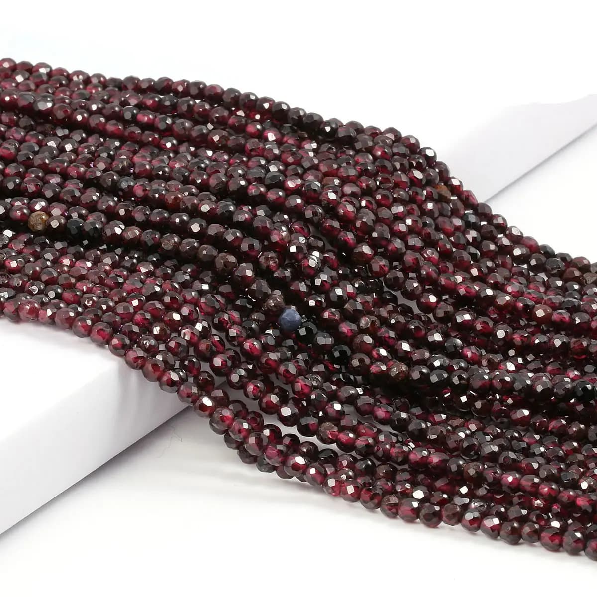 2 3mm Natural Faceted Red Garnet Stone Fine Gemstones Loose Beads DIY Accessories for Jewelry Necklace Bracelet Making 38cm