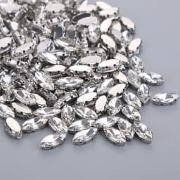 Multi Size Horse Eye Shape Sewing Glass Clear Crystal Silver Claw Base Rhinestone DIY Wedding Gown Dress Headdress Jewelry Beads
