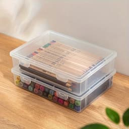 Large Capacity Pencil Case Transparent Plastic Notebook Sketch Marker Colored Lead Painting Storage Box, Back To School Supplies