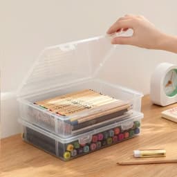 Large Capacity Pencil Case Transparent Plastic Notebook Sketch Marker Colored Lead Painting Storage Box, Back To School Supplies