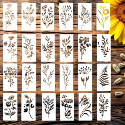 24pcs/Set Wildflower Stencils Professional Body Art Paint Stencils Reusable for Adults Kids Templates for Parties Makeup Tools