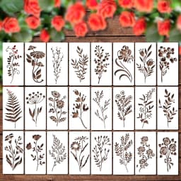 24pcs/Set Wildflower Stencils Professional Body Art Paint Stencils Reusable for Adults Kids Templates for Parties Makeup Tools