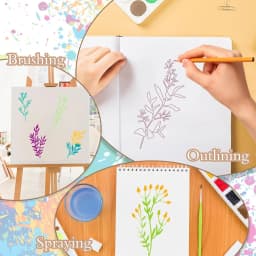 24pcs/Set Wildflower Stencils Professional Body Art Paint Stencils Reusable for Adults Kids Templates for Parties Makeup Tools