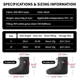 Naturehike Goose Down Socks Water-resistant Windproof Outdoor Thermal Feet Cover Winter Warm Goose Down Boots Unisex Lightweight