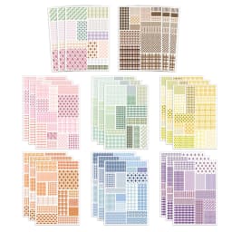 8PCS Grid Material Paper Convenience Sticker DIY Feel Free Sticker Account Material Notebook Phone Case Water Cup Waterproof