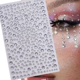 1sheet 900pcs Rainbow Face Glitter Gem Stickers Stick-On Facial Tattoo Eye Rhinestone Jewels 3/4/5mm Mix Wedding Party Make Up