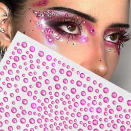 1sheet 900pcs Rainbow Face Glitter Gem Stickers Stick-On Facial Tattoo Eye Rhinestone Jewels 3/4/5mm Mix Wedding Party Make Up