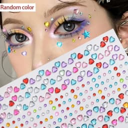 1sheet 900pcs Rainbow Face Glitter Gem Stickers Stick-On Facial Tattoo Eye Rhinestone Jewels 3/4/5mm Mix Wedding Party Make Up