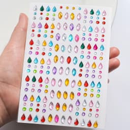 1sheet 900pcs Rainbow Face Glitter Gem Stickers Stick-On Facial Tattoo Eye Rhinestone Jewels 3/4/5mm Mix Wedding Party Make Up